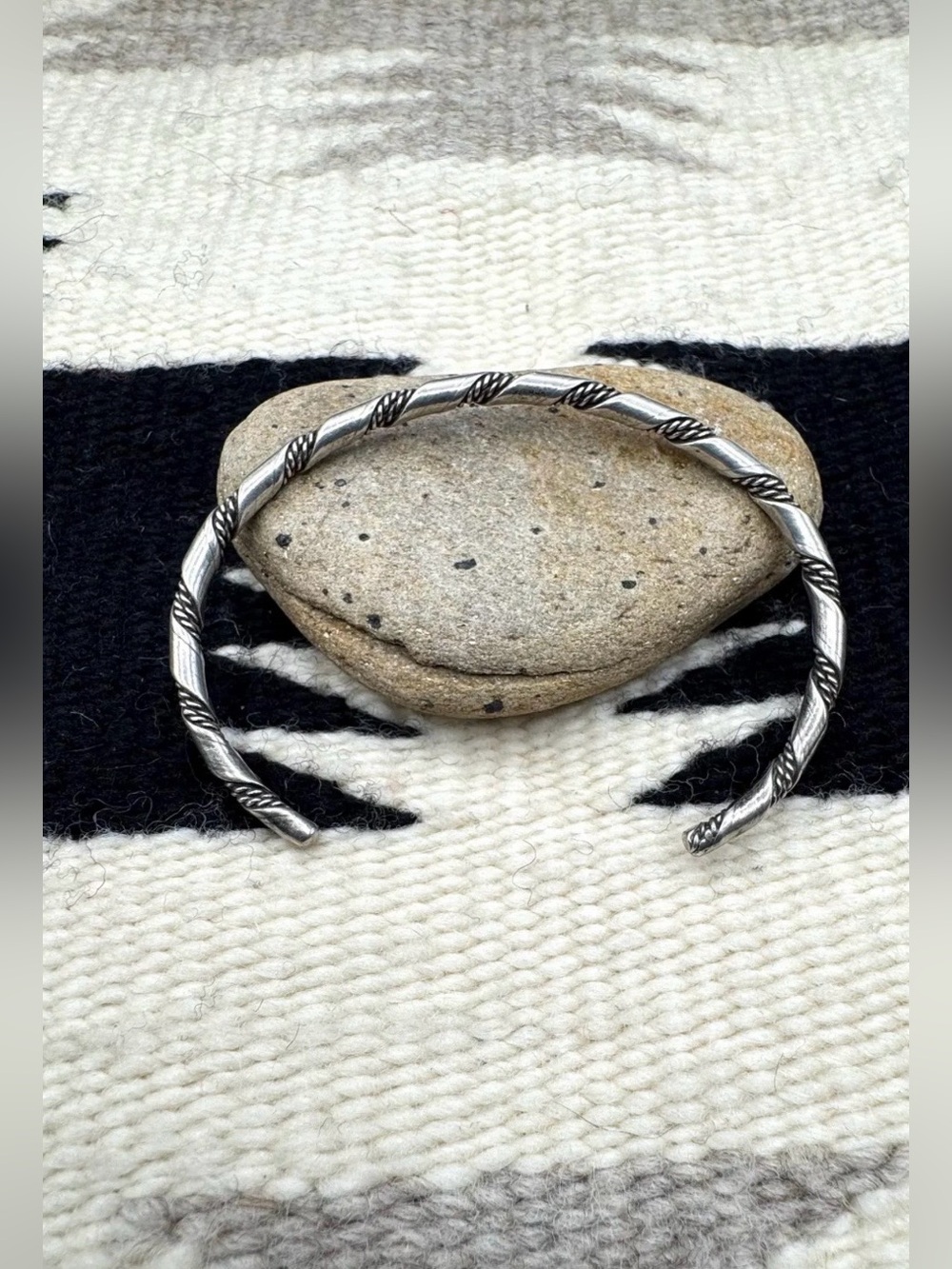 Vintage Navajo Native American Sterling Silver Twisted Rope Cuff Bracelet 6.5"